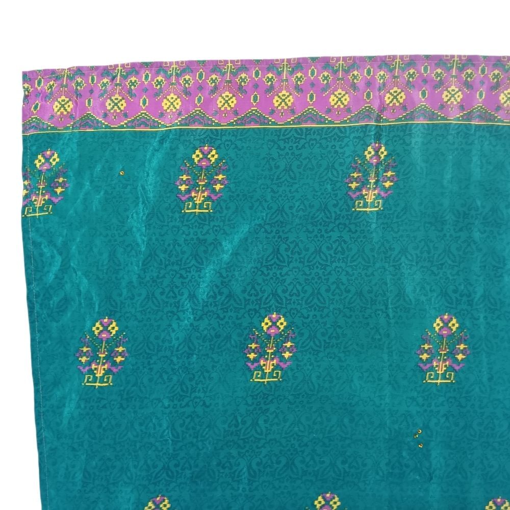 Darn Good Yarn Vibrant Teal Purple Square Rhinestone Bandana Scarf Made In India - Picture 3 of 12